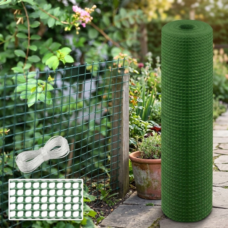 Maille plastique carré 1x1 cm, vert 1 x 25 m, clôture artificiel pour terrasses, balcons ou jardins - 5
