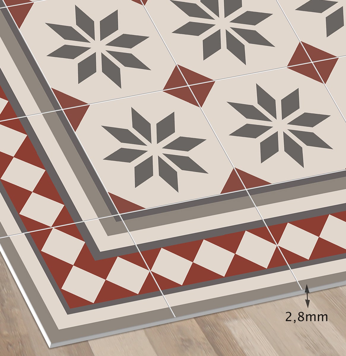 Tapis antidérapant en vinyle Jolie 100x133 cm - PVC imprimé, lavable, ignifuge, pour le salon ou la cuisine, style hydraulique - 3