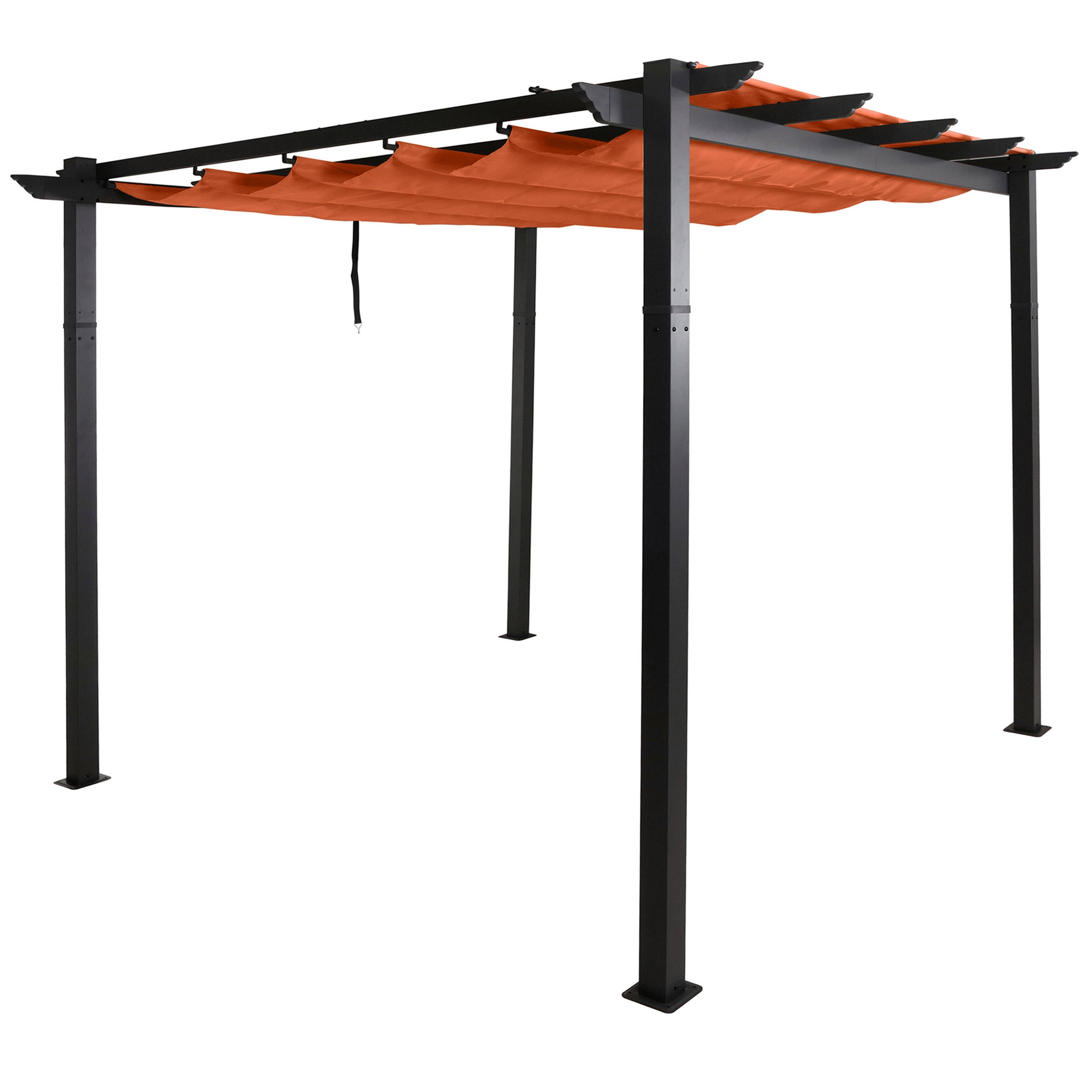 Pergola aluminiowa HWC-N93, altana ogrodowa, stabilna rama 8 cm, przesuwany dach UV50+ 3x3 m ~ terakota