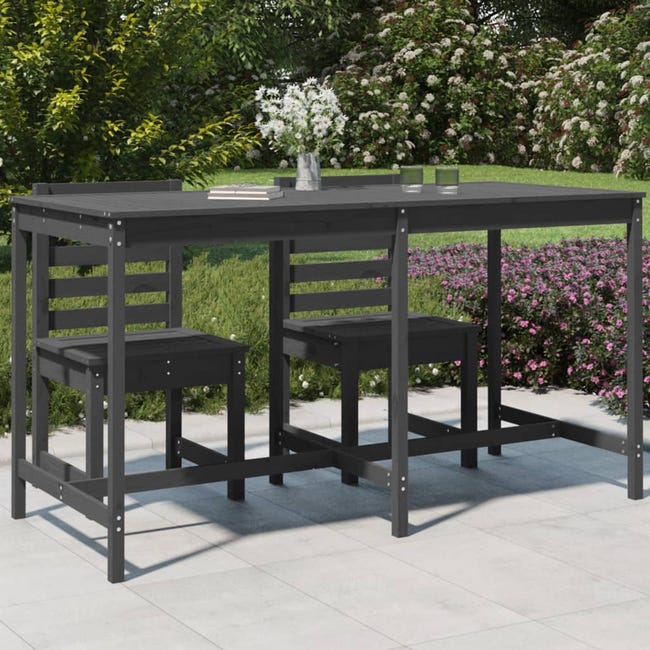 Table de jardin gris 203,5x90x110 cm bois massif de pin | Leroy Merlin