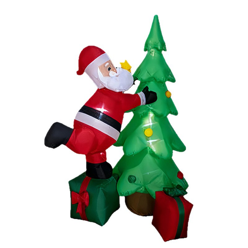 Decorazione natalizia gonfiabile da esterno da 210 cm, Babbo Natale gonfiabile, albero di Natale, confezione regalo con luce LED, Impermeabile - 4
