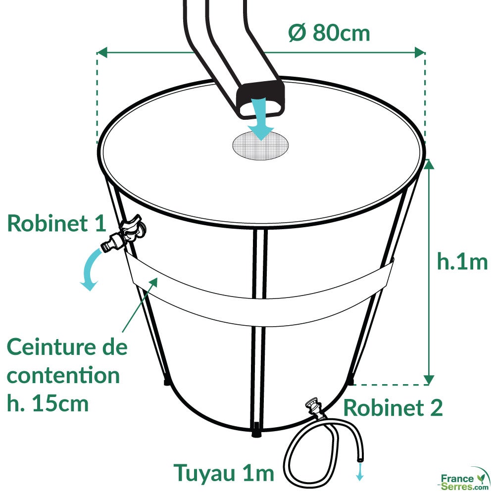 Récupérateur d'eau de pluie de 500L - 2