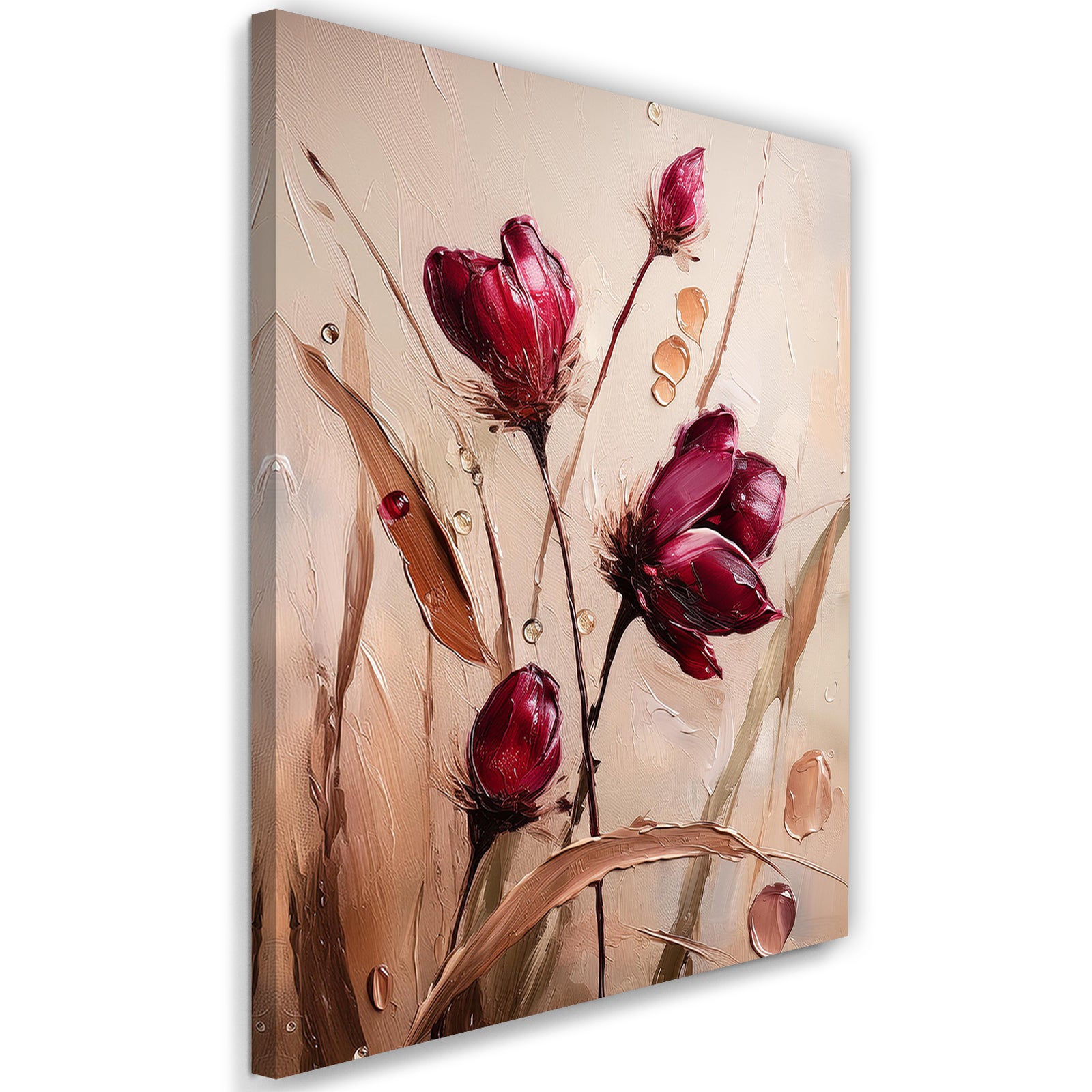Obraz na płótnie, Maki Łąka Natura Kwiaty Burgundowy 70x100