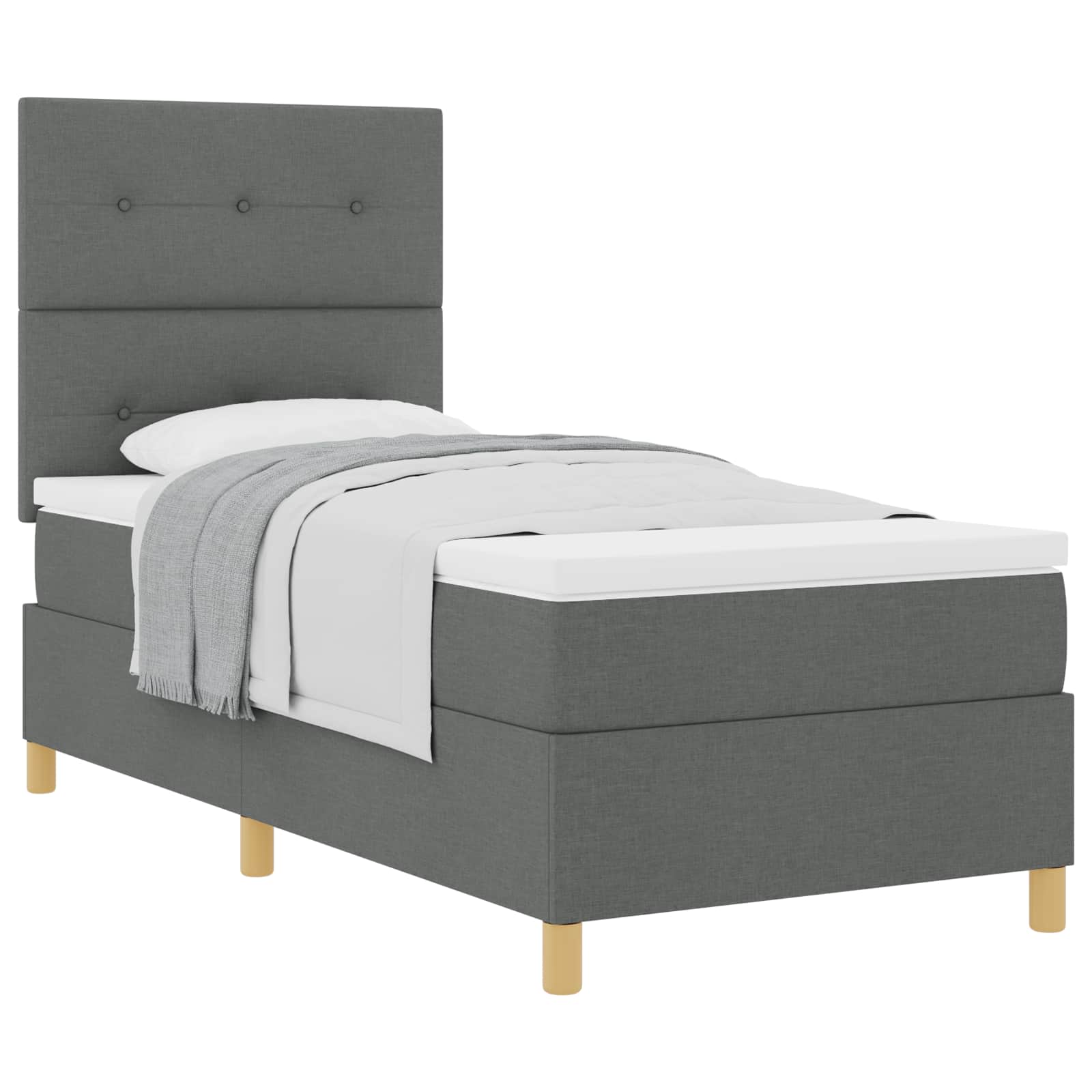 Cama tipo Box Spring con cabecera Gris oscuro 80 x 200 cm tela | Leroy ...
