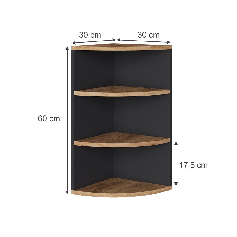 Vicco Étagère dangle Ecki, Anthracite/chêne doré, 30x60cm - 3