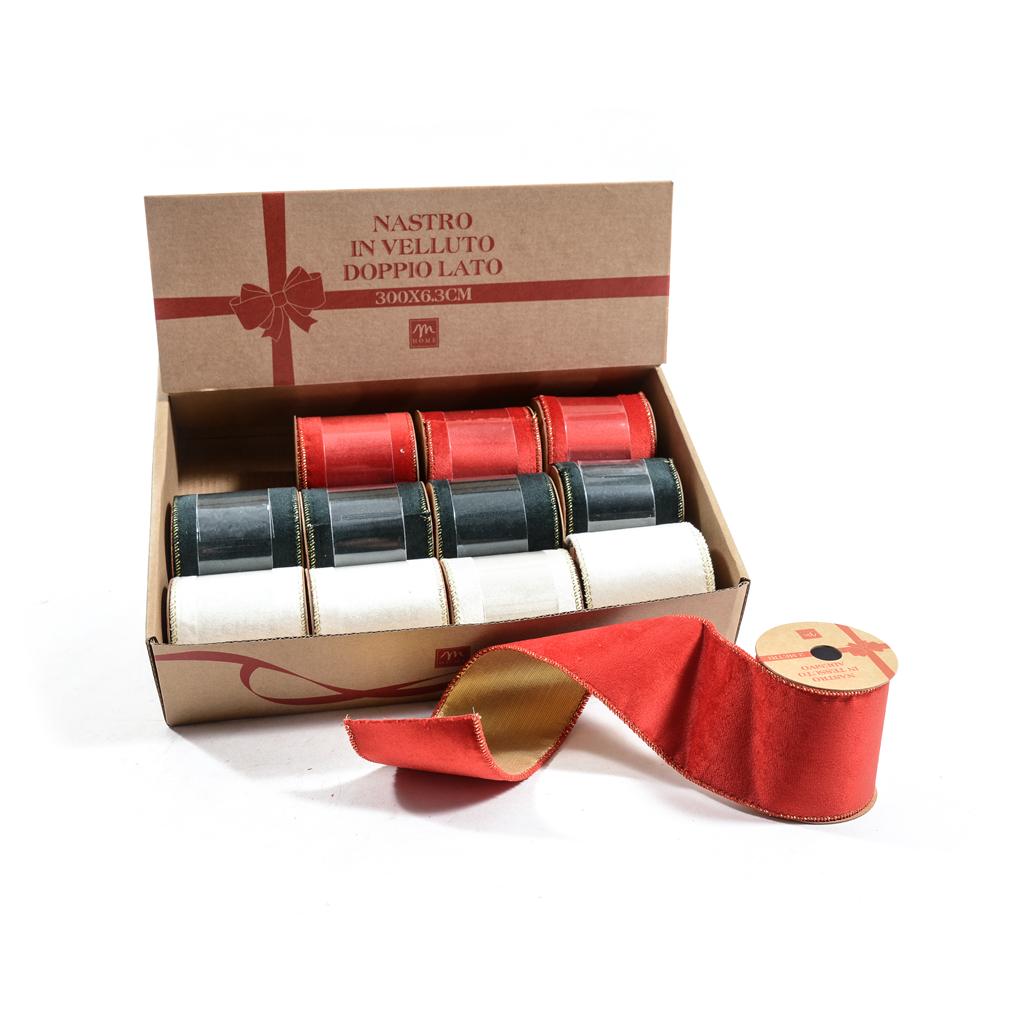 Cinta De Terciopelo Burdeos De 3/8 Pulgadas 25 Yardas Para árbol De