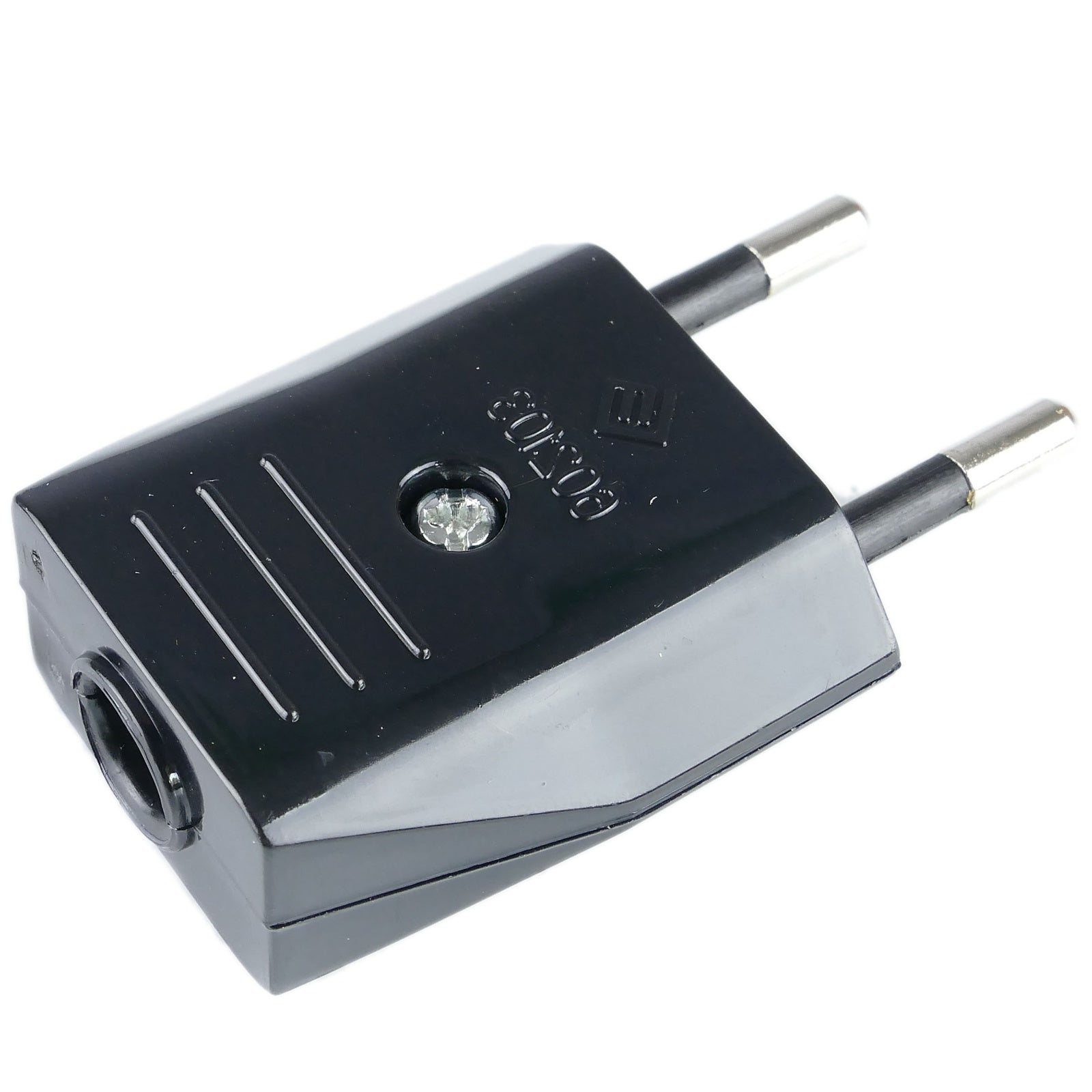 Spina bipolare europlug maschio diritto rispetto al cavo nero 250V/10A - 2