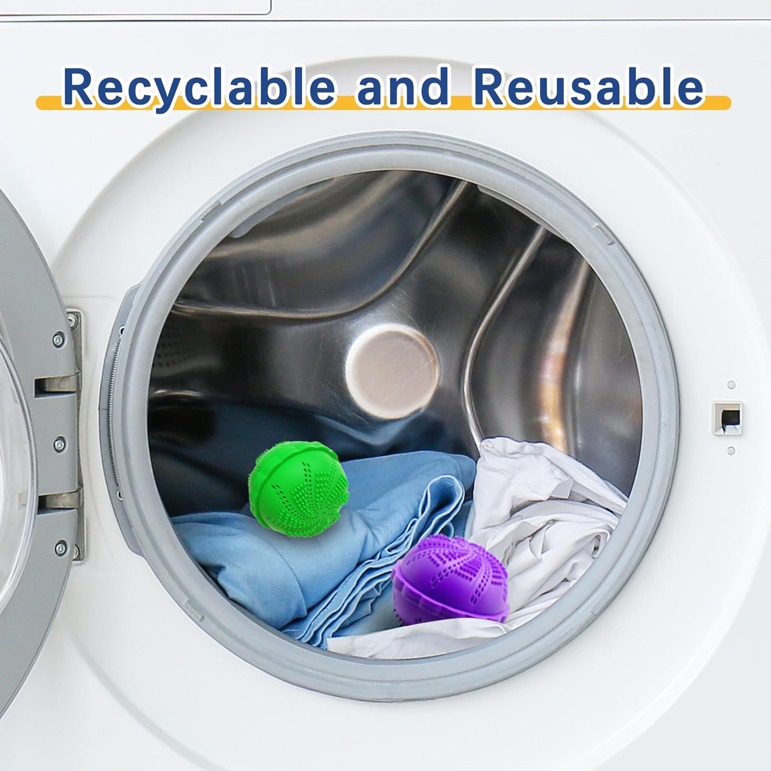 Deux boules de lavage pour nettoyer et adoucir le linge ; peuvent remplacer la lessive classique. - 3