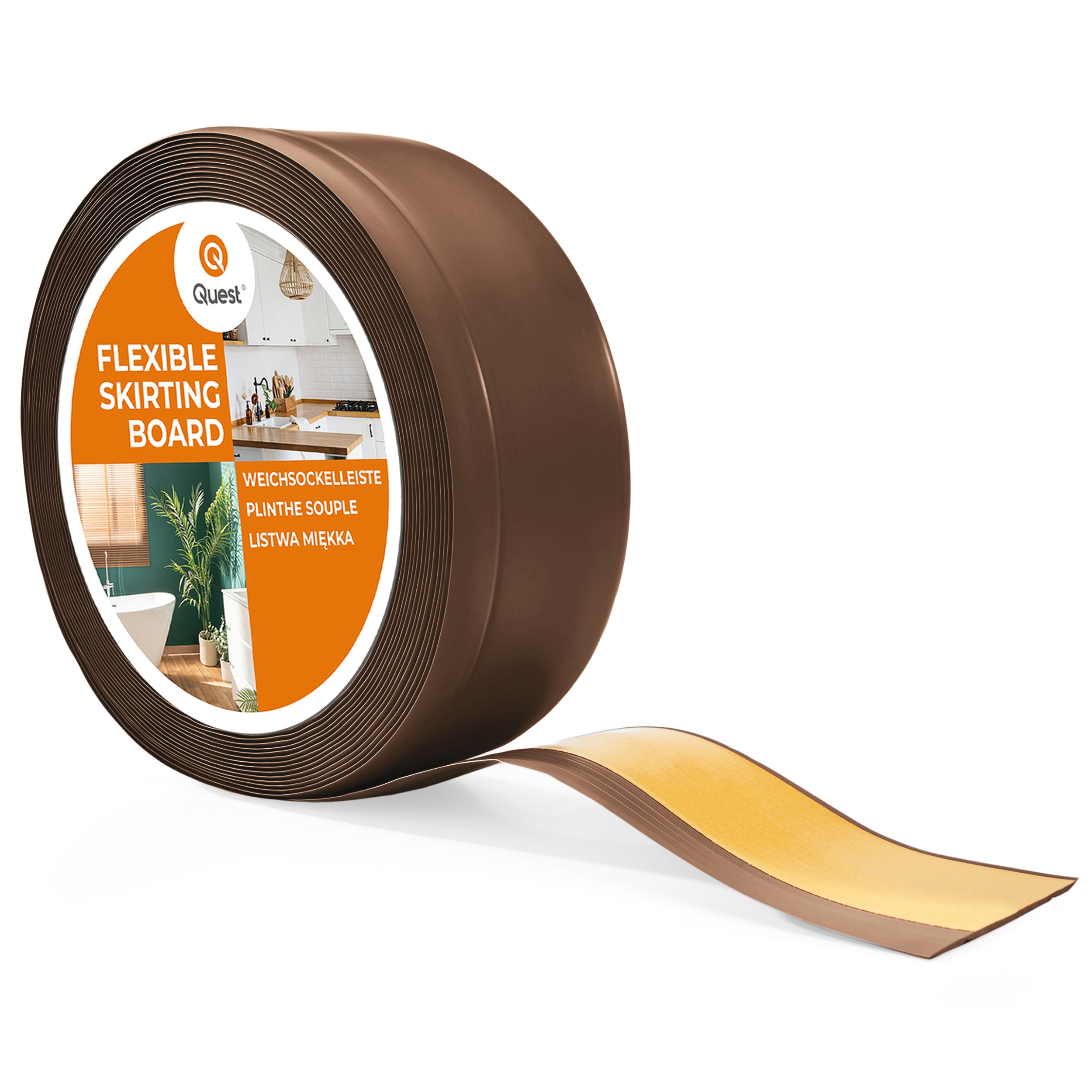 Rodapié PVC blando autoadhesivo 70x20 mm - flexible, pared y suelo, 15 ...