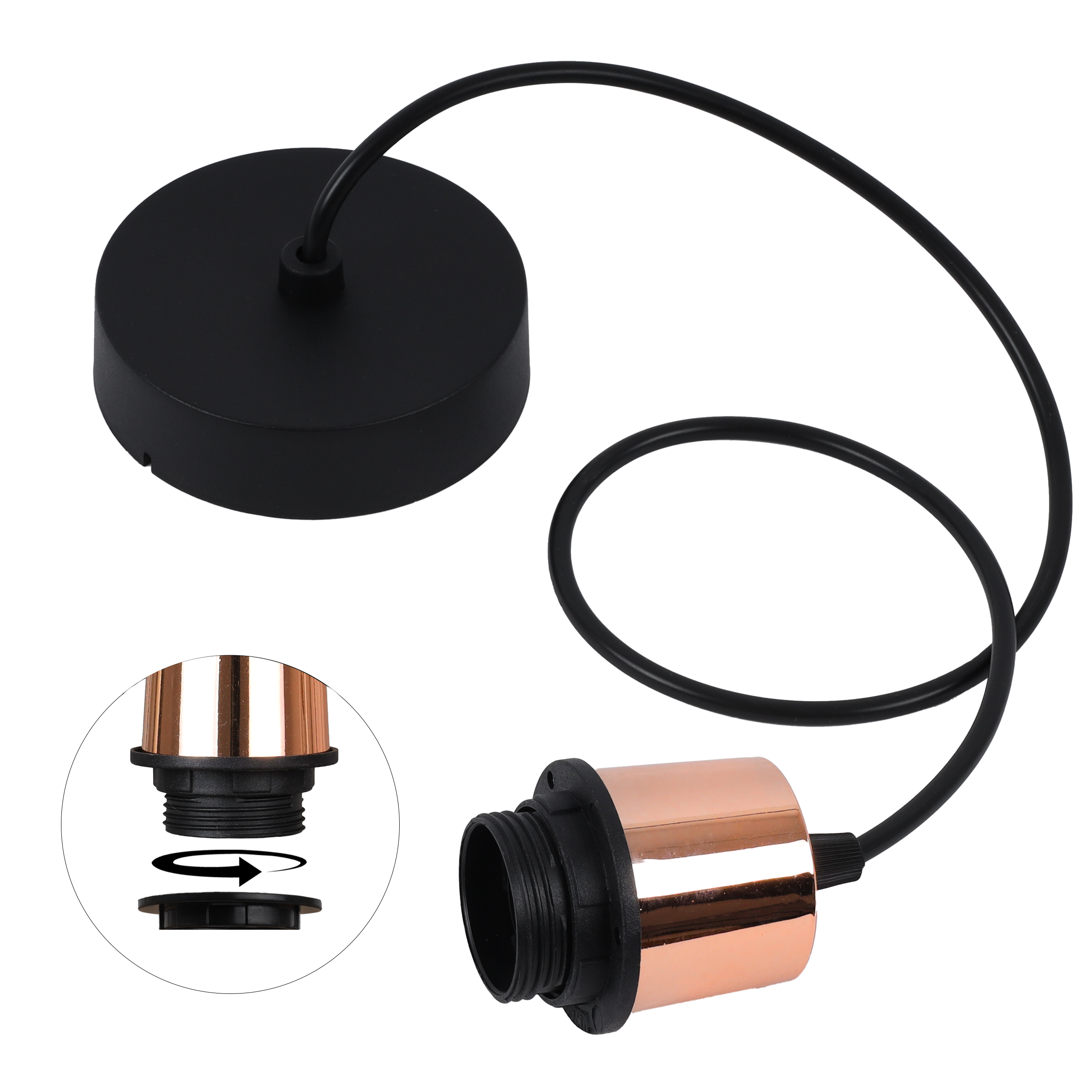 Zawiesie do lampy wiszącej 100cm oprawka kielich E27 czarny/miedziany