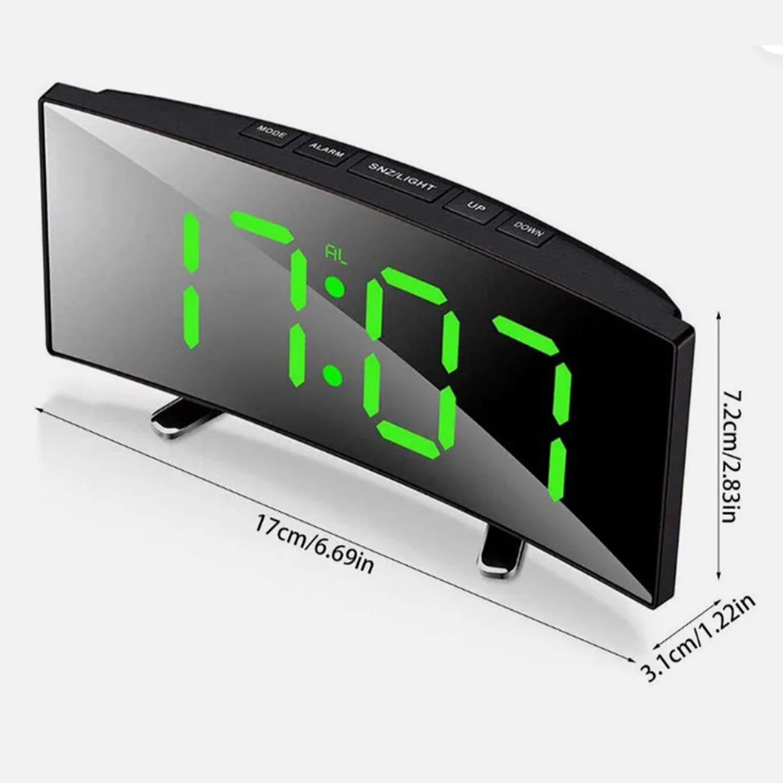 Sveglia Digitale Con Specchio E Display LED 6,1 Pollici – Doppia Porta USB – Luminosità Regolabile – Muoigoe - 2