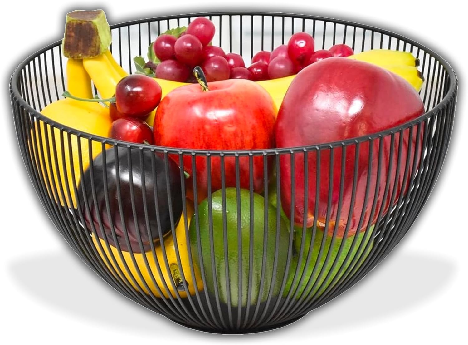 Cesta de frutas de mesa de metal negro - diseño moderno y elegante - cesta de frutas para frutas, cítricos, frutos secos, alimentos - portafrutas