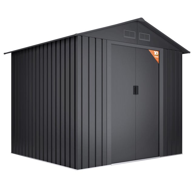 Abri de jardin en metal 5,27m2 Gotland Dark - Porte coulissante - Toit à deux pans - Remise exterieur