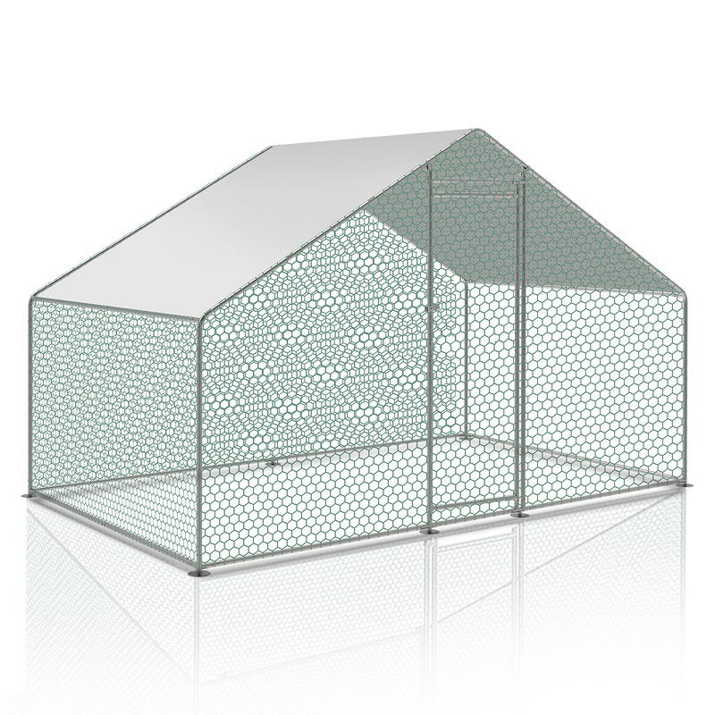 Poulailler Extérieur En Acier Galvanisé 2x4x2 M - Spacieux, Avec Toit Imperméable Et Serrure Pour Poules, Canards, Petits Animaux
