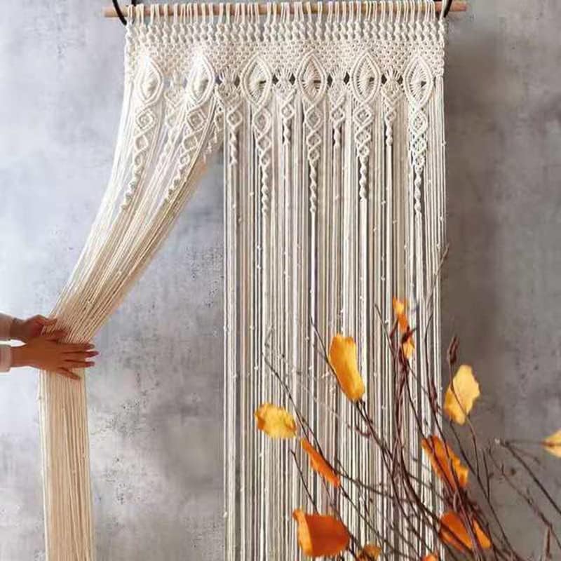 Rideaux muraux en macramé pour séparateur de pièce, occultant, antistatique, ne peluche pas facilement, rideaux tissés à la main pour portes - 3