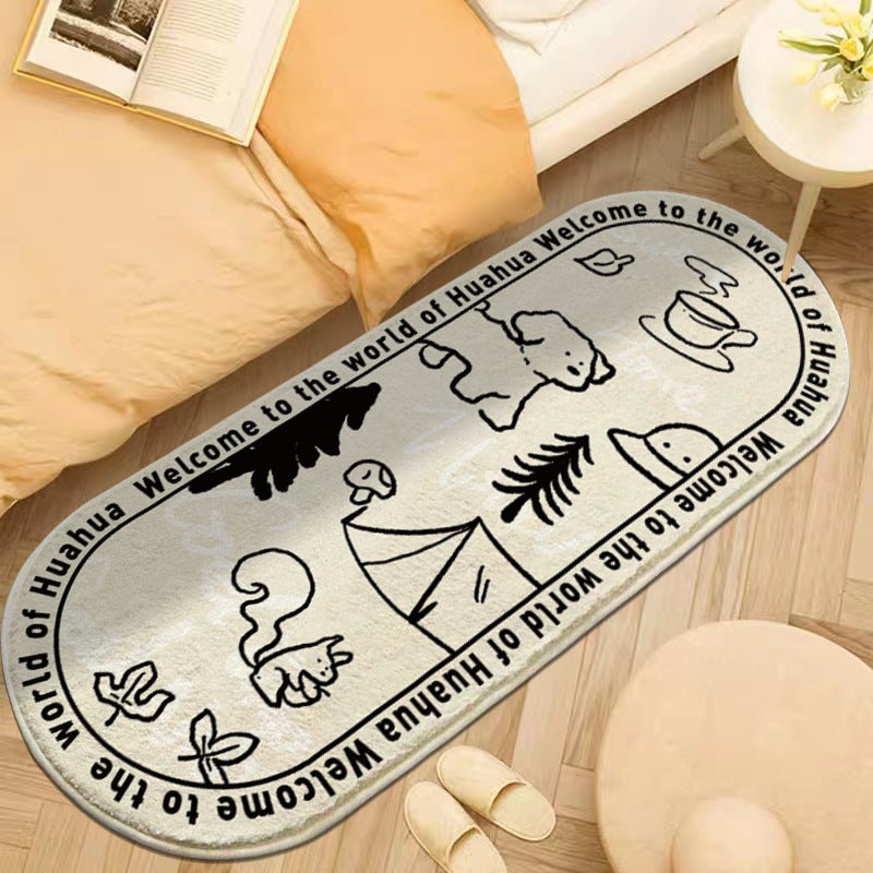 Tapis de chambre lavable en forme d'animal de compagnie, doux, dessin animé, décoratif, pour chambre à coucher, salon, 40 x 120 cm - 4