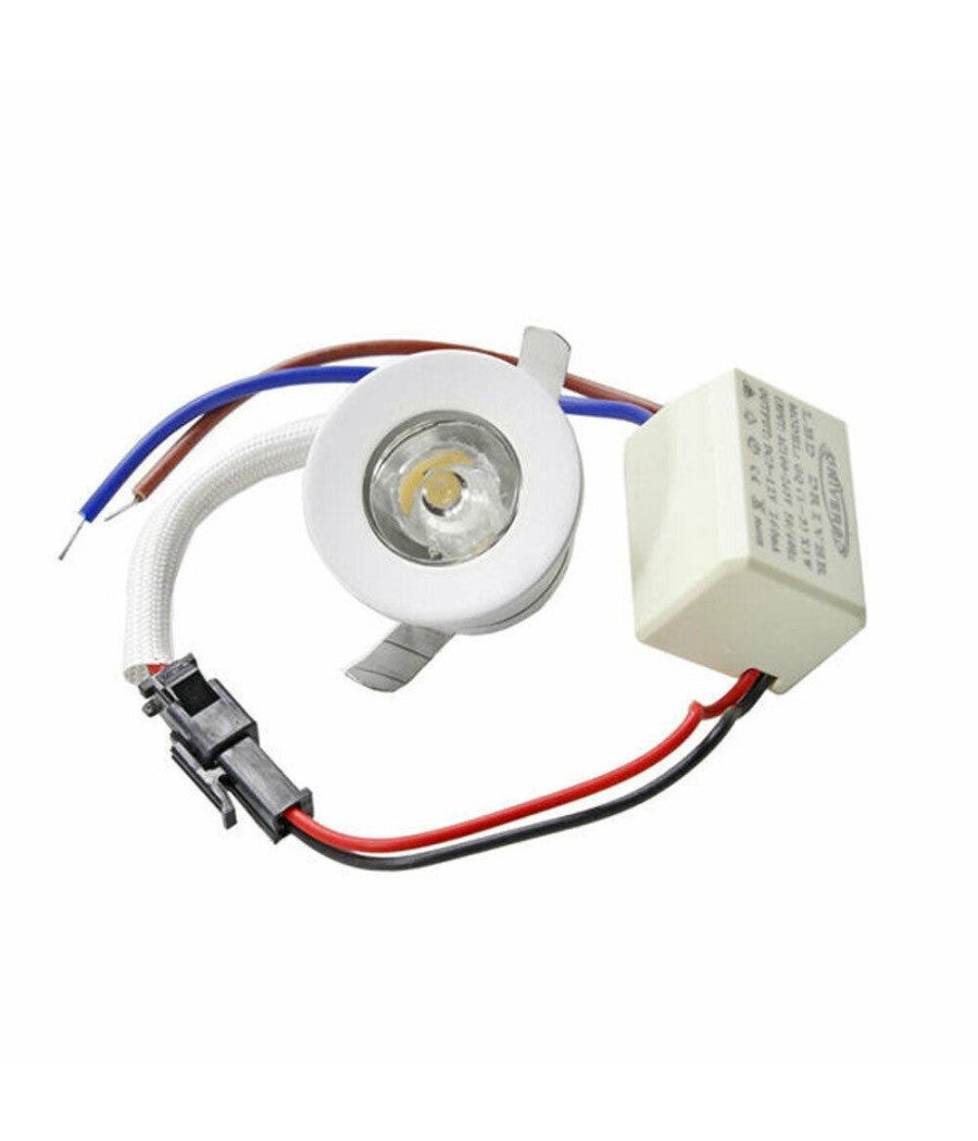 Trade Shop - Faretto Led Incasso 1 W Bordo Bianco Mini Punto Luce 6500k 3000k 4000k Blu - Bianco Caldo - - 3