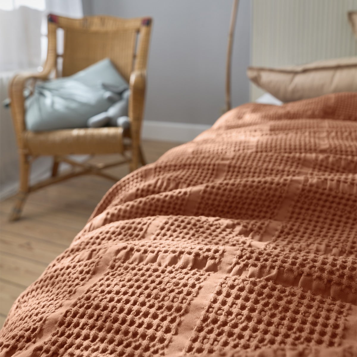 Plaid uni en jacquard de coton, Yogi - 3