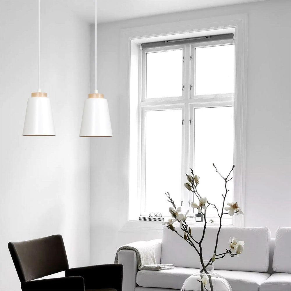 Lampa sufitowa Lasso 2 światła biała z drewnianymi detalami 2xE27 - 4