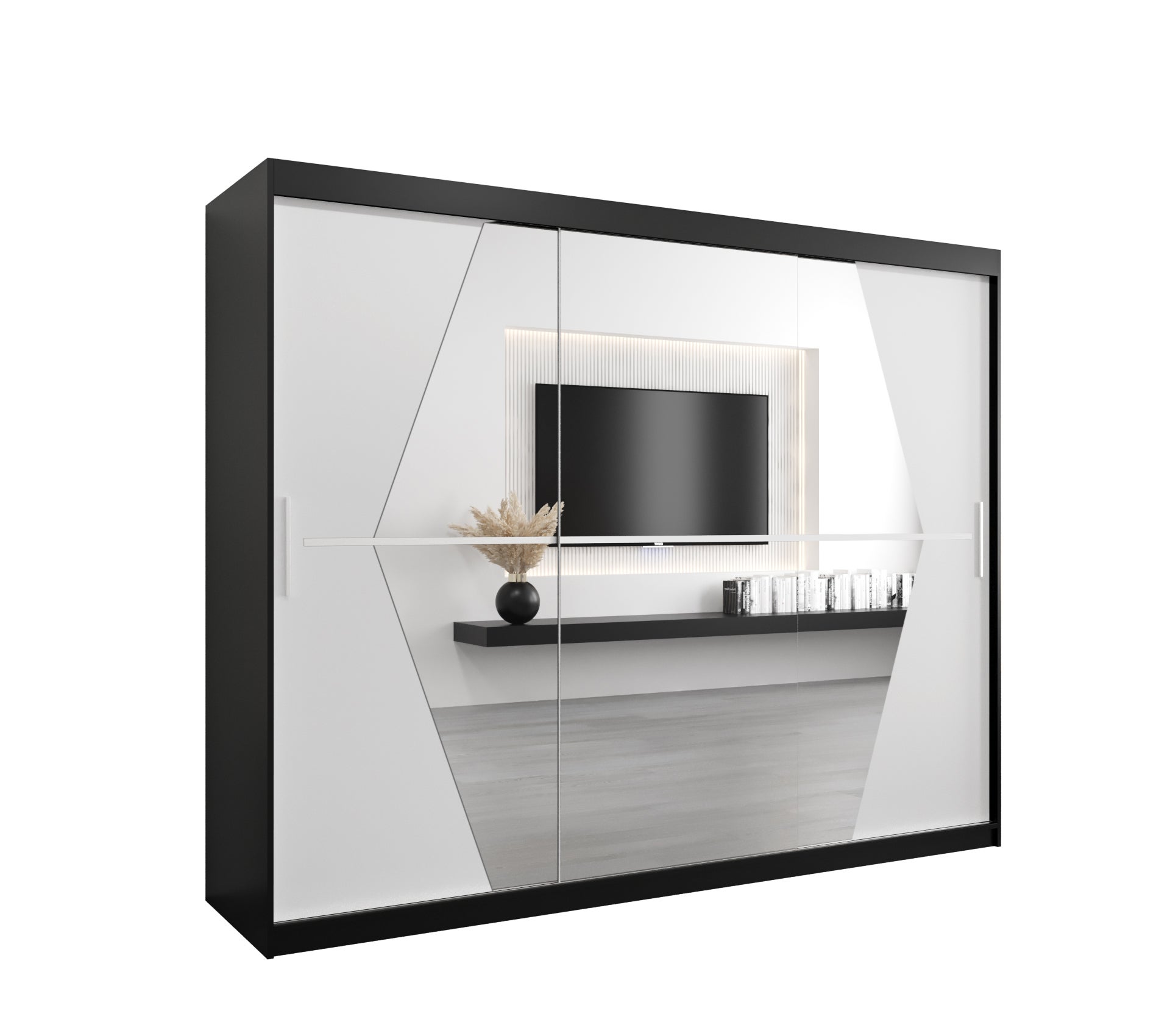 Szafa przesuwna garderoba BOLIWIA 250 x 62 x 200 cm Czarny + Biały - Abiks Meble