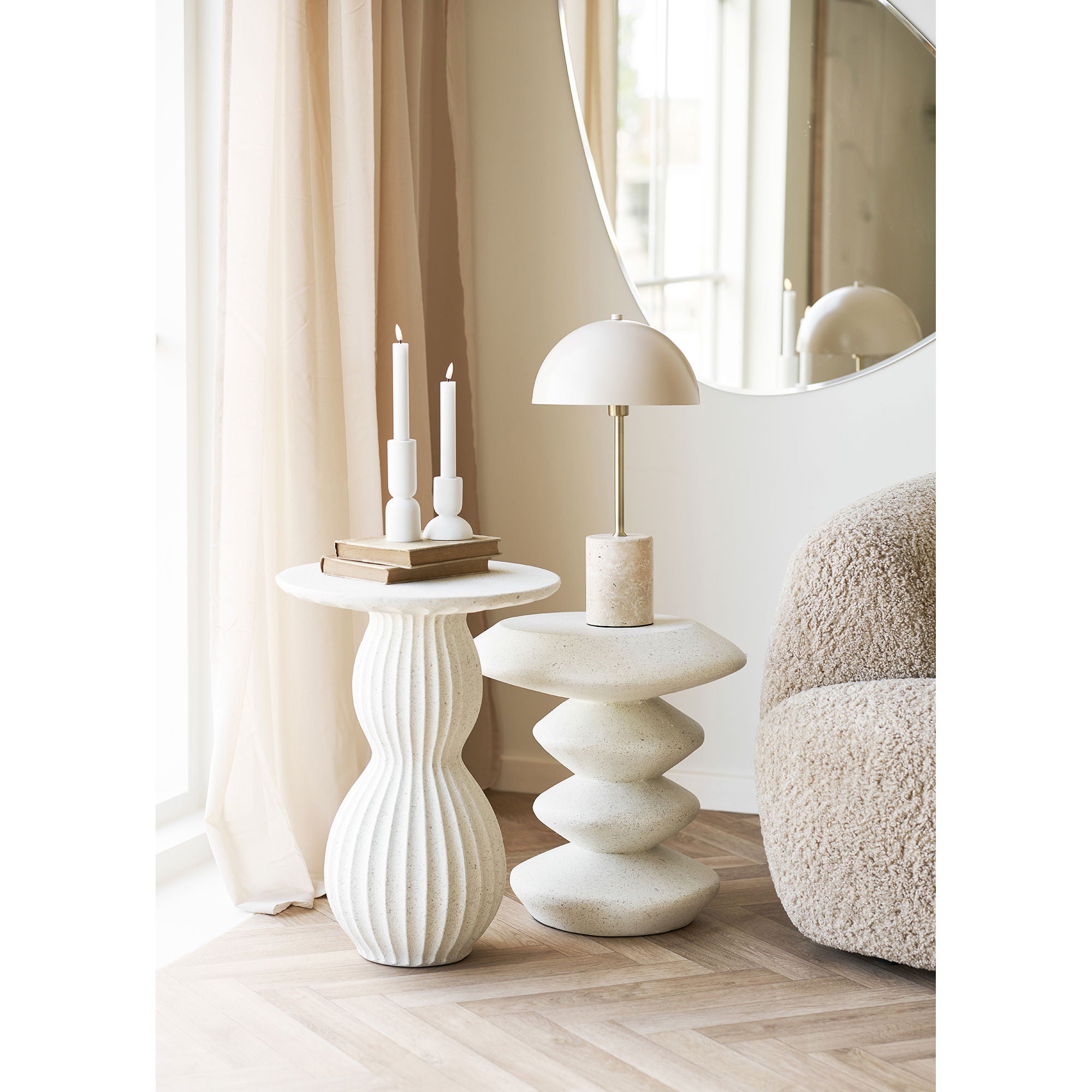 Table d'appoint Blackburn - Table d'appoint, fibre d'argile, blanc<br>ø36x45,5 cm - 5