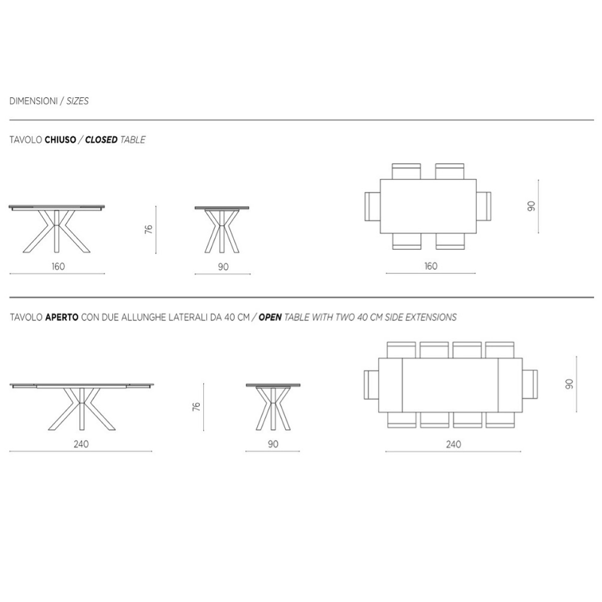 Tavolo cucina allungabile 240 cm piano grès porcellanato Grigio JACKY - 8