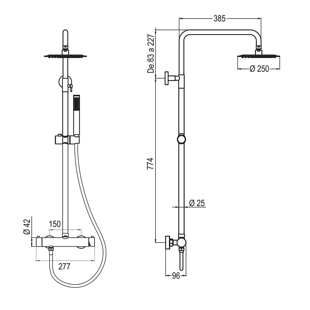 Kibath Columna de Ducha monomando redonda 78-125 cm acabado oro cepillado en latón - 6