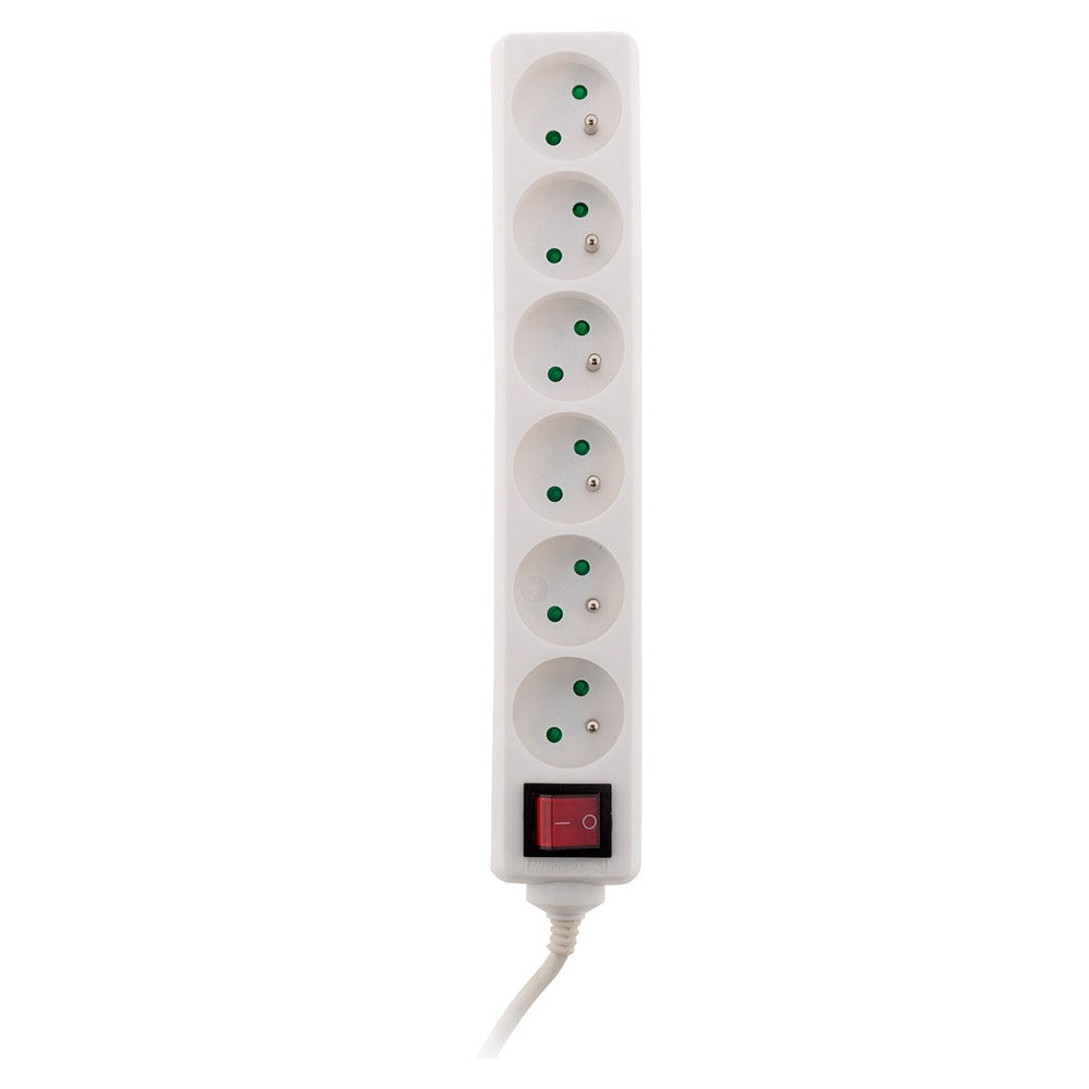 Bloc 6 prises + interrupteur + fiche extraplate 1m - Zenitech - 2