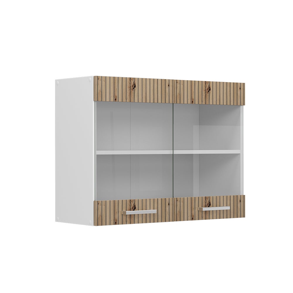 Vicco Szklana szafka kuchenna R-Line, Dąb rzemieślniczy, 80 cm