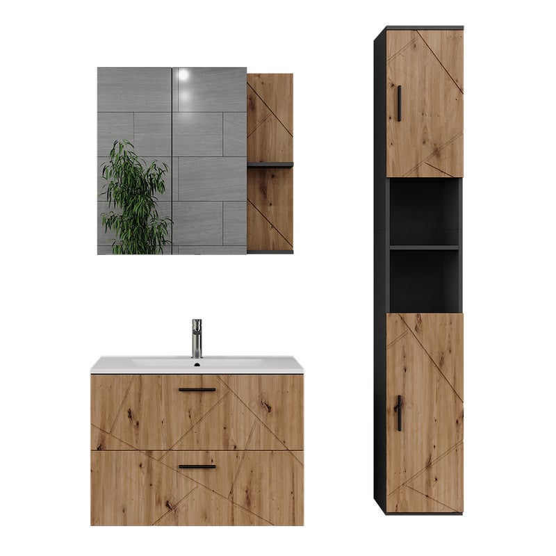 Vicco Zestaw mebli łazienkowych Irma, Antracyt/Artisan, 4 części