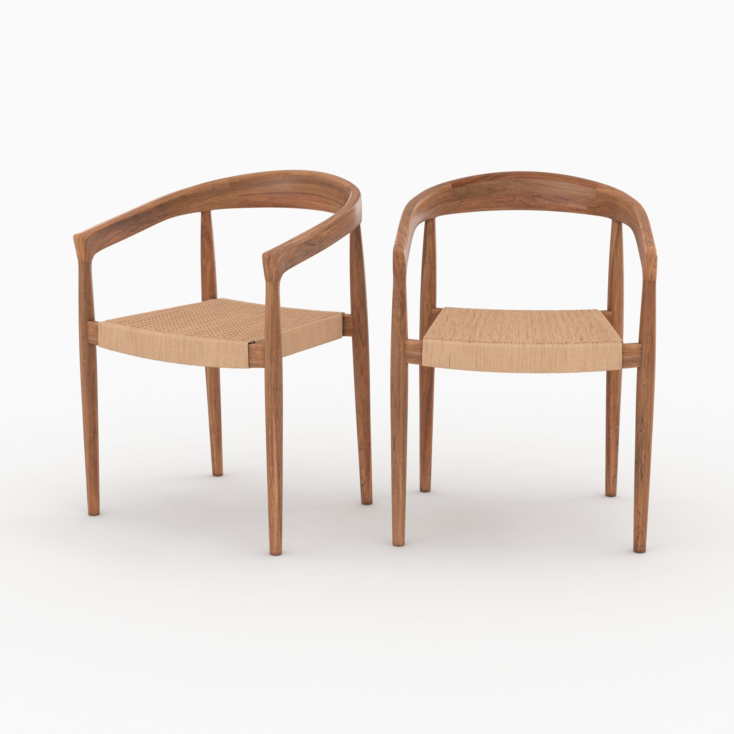 Lot de 2 chaises en bois de teck et corde naturelle - Bali | Leroy Merlin