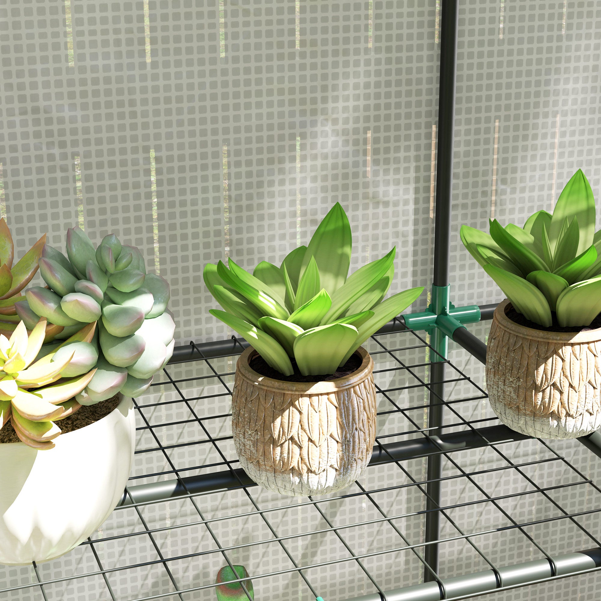 Serre de jardin Outsunny en polyéthylène et acier blanc, 144 x 48 x 152 cm - 4