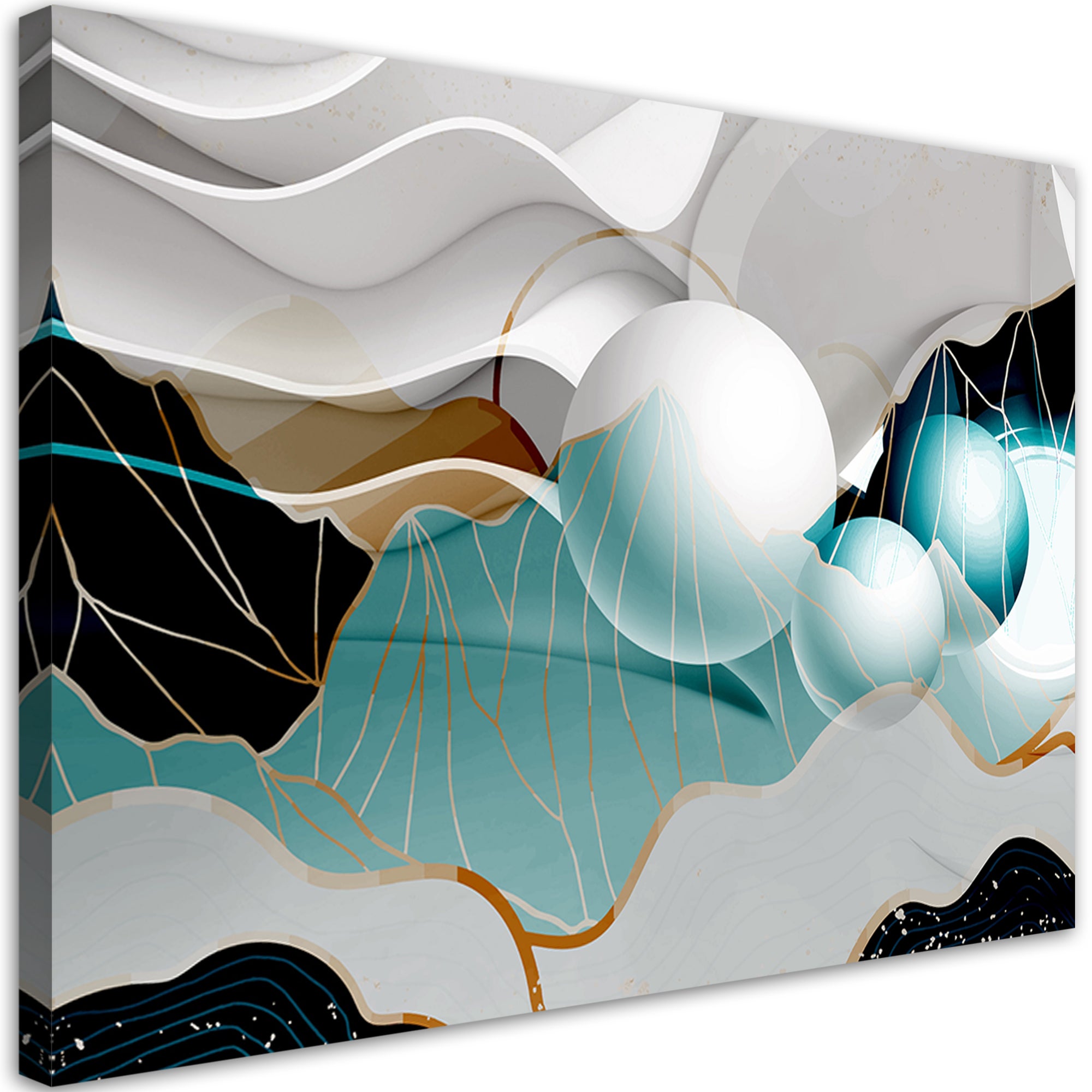 Obraz na płótnie, Turkusowa abstrakcja z kulami 3D 60x40
