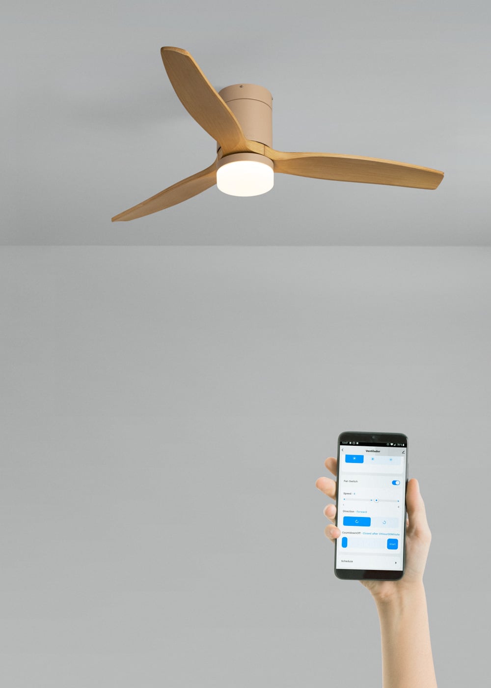 CREATE - WIND CALM M - Ventilateur de plafond silencieux 40W avec pales techniques en ABS Ø132cm avec eclaraige avec wifi - 4