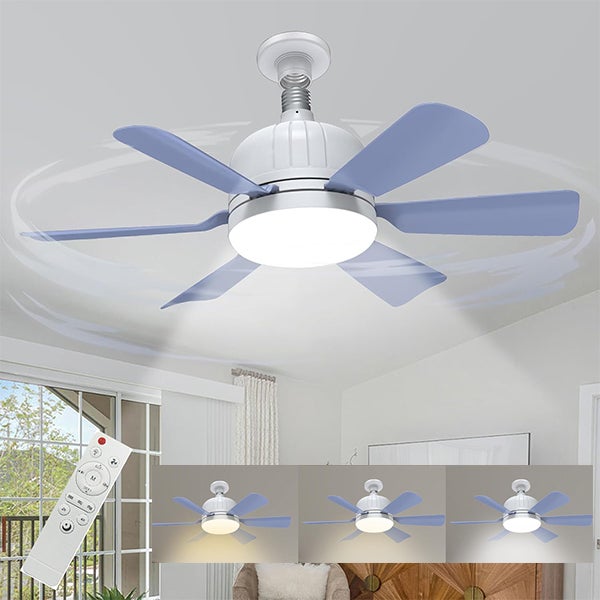 Wentylator sufitowy - 3 regulowane prędkości wentylacji - Oświetlenie LED w 3 kolorach - Minutnik - Bez oprawki, 46 cm, wentylator E27