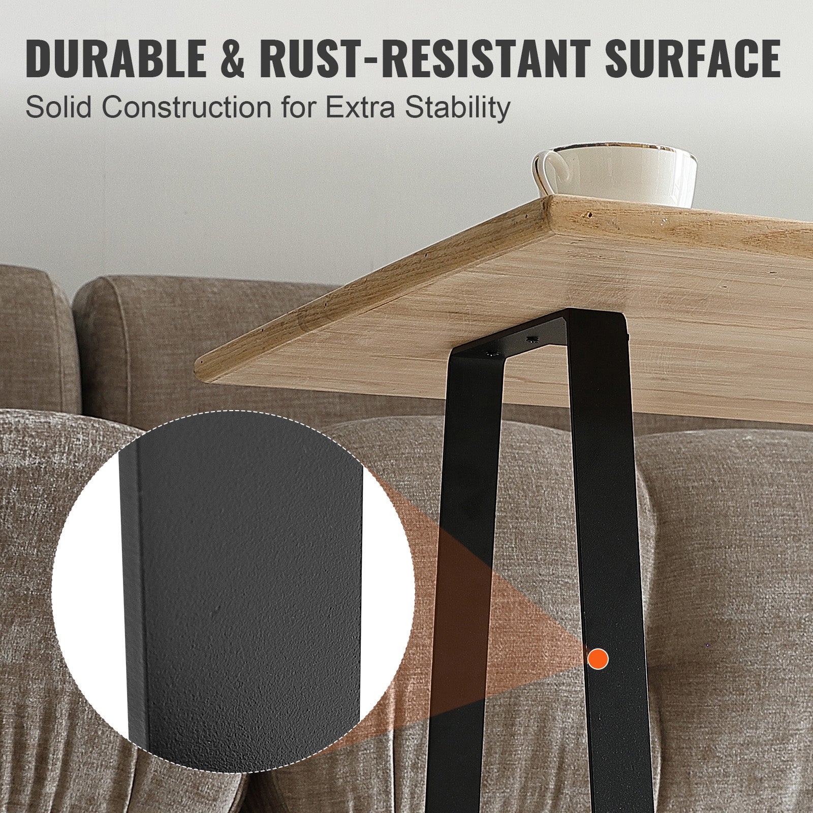 Pés de Mesa Aço Trapezoidal SucceBuy 406.4MM Kit 2 Mesas Baixas DIY Bancos Carga 181.4KG Instalação Rápida Preto - 6