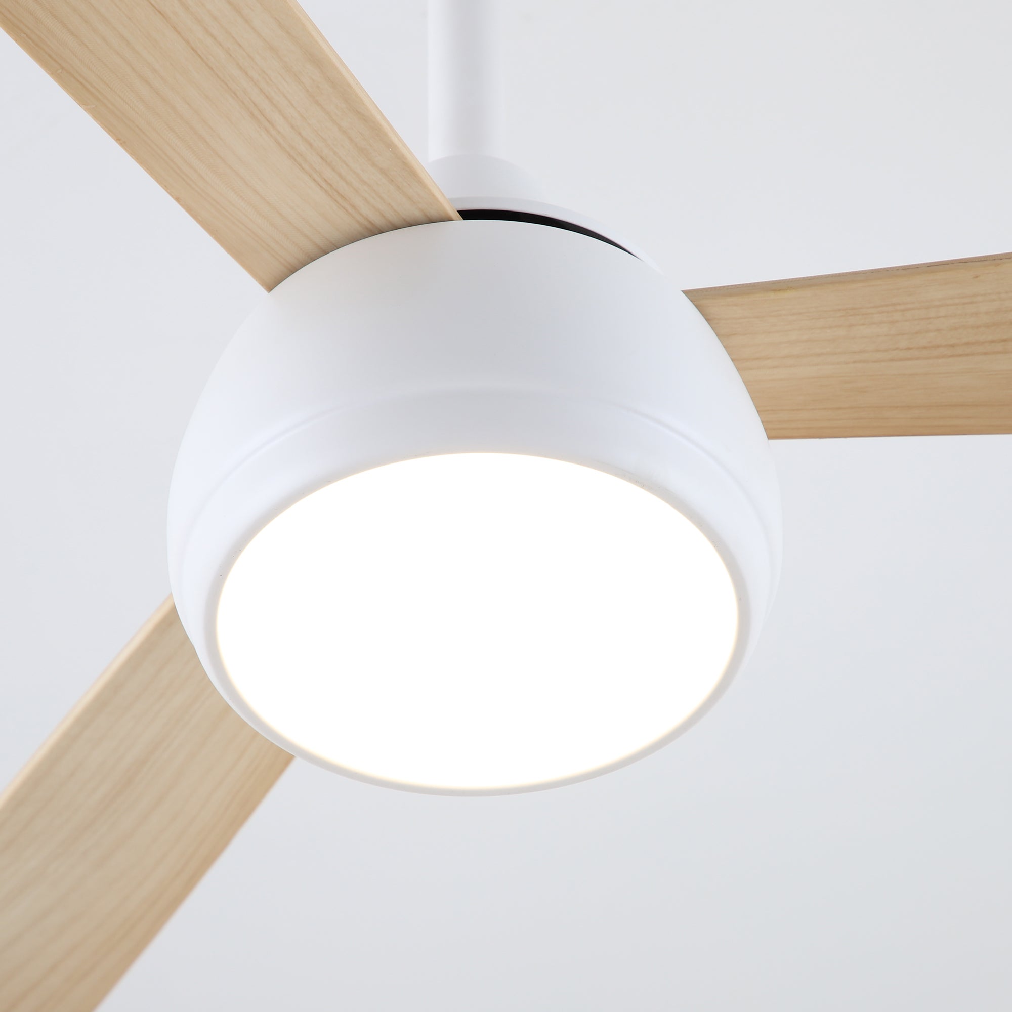 Ventilador de techo con luz Parrot Uncle motor DC silencioso con mando a distancia blanco mate efecto madera 132 cm invierno-verano - 8