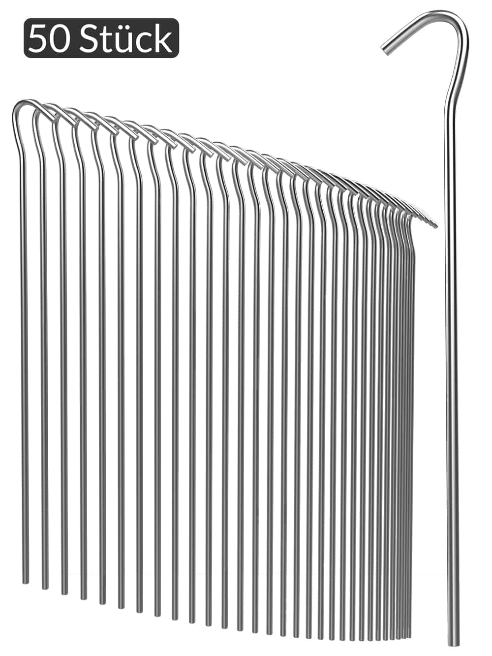 Piquets de fixation tente - Lot au choix 50/100/150/200 - Acier Ø3,5mm - Sardine Piquet Terre Tente Jardin - 5