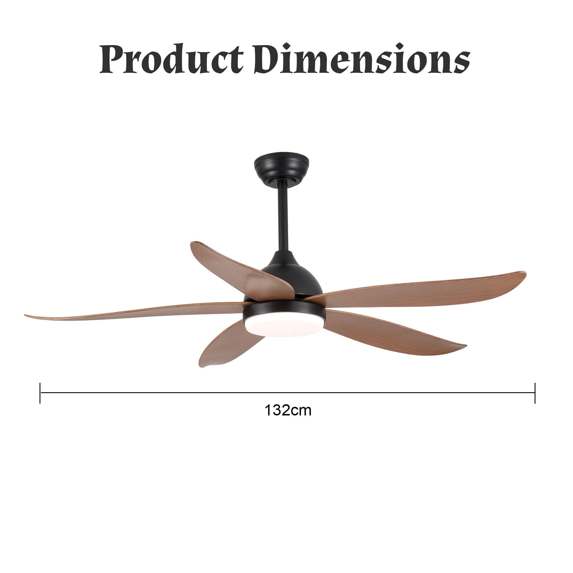 Ventilateur de plafond 132 cm bois rétro LED réversible silencieux 3 couleurs dimmable éco énergie - 7