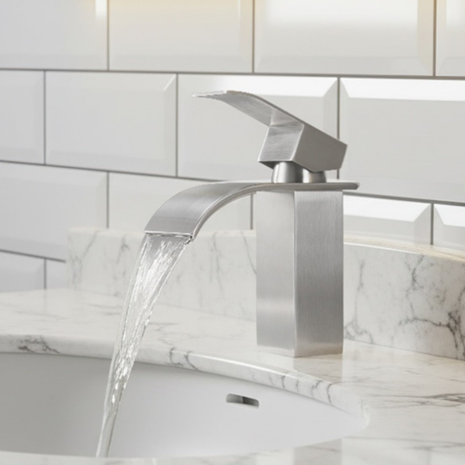 Robinet moderne Mitigeur de Lavabo chrome S Robinet en Acier inoxydable Robinet de lavabo en Casacade Mitigeur pour Salle de Bain - 2