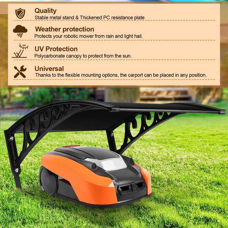 Garage de tondeuse pour Robot Abri 106x87x50 cm Toit noir Cadre en acier noir Garage pour tondeuse Protection extérieure - 4
