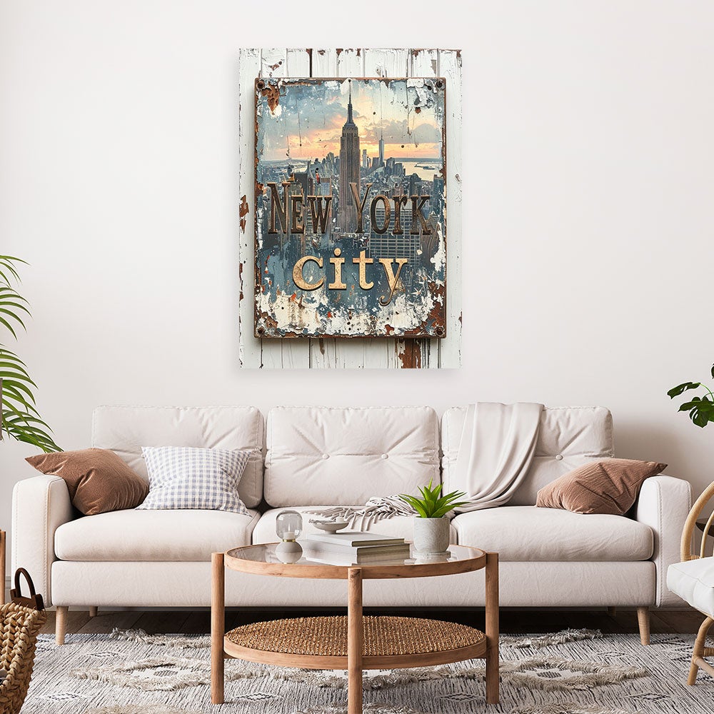 Obraz do salonu biura loftu hotelu, Napis Nowy Jork Vintage 70x100 - 2