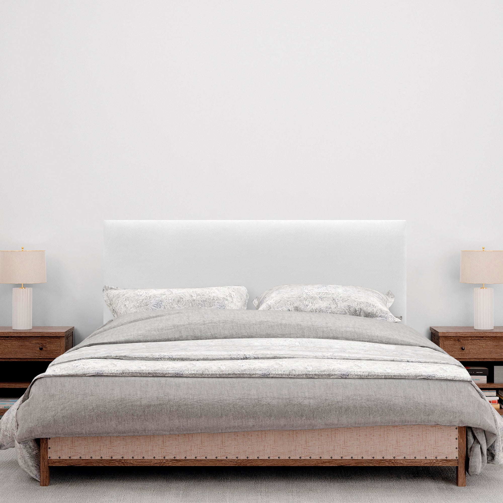 DHOME Cabecero de Tela AQUALINE Liso cabeceros Cabezal tapizado Cama Lujo (Tela Blanco, 135cm (Camas 120/135/140)) - 4