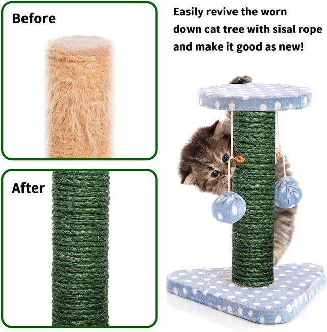 Corda in sisal per tiragraffi, tiragraffi per decorare tiragraffi, casette, giardini, vasi di fiori, 4 mm x 30 m - Verde | Leroy Merlin Corda in sisal per tiragraffi, tiragraffi per decorare tiragraffi, casette, giardini, vasi di fiori, 4 mm x 30 m - Verde | Leroy Merlin