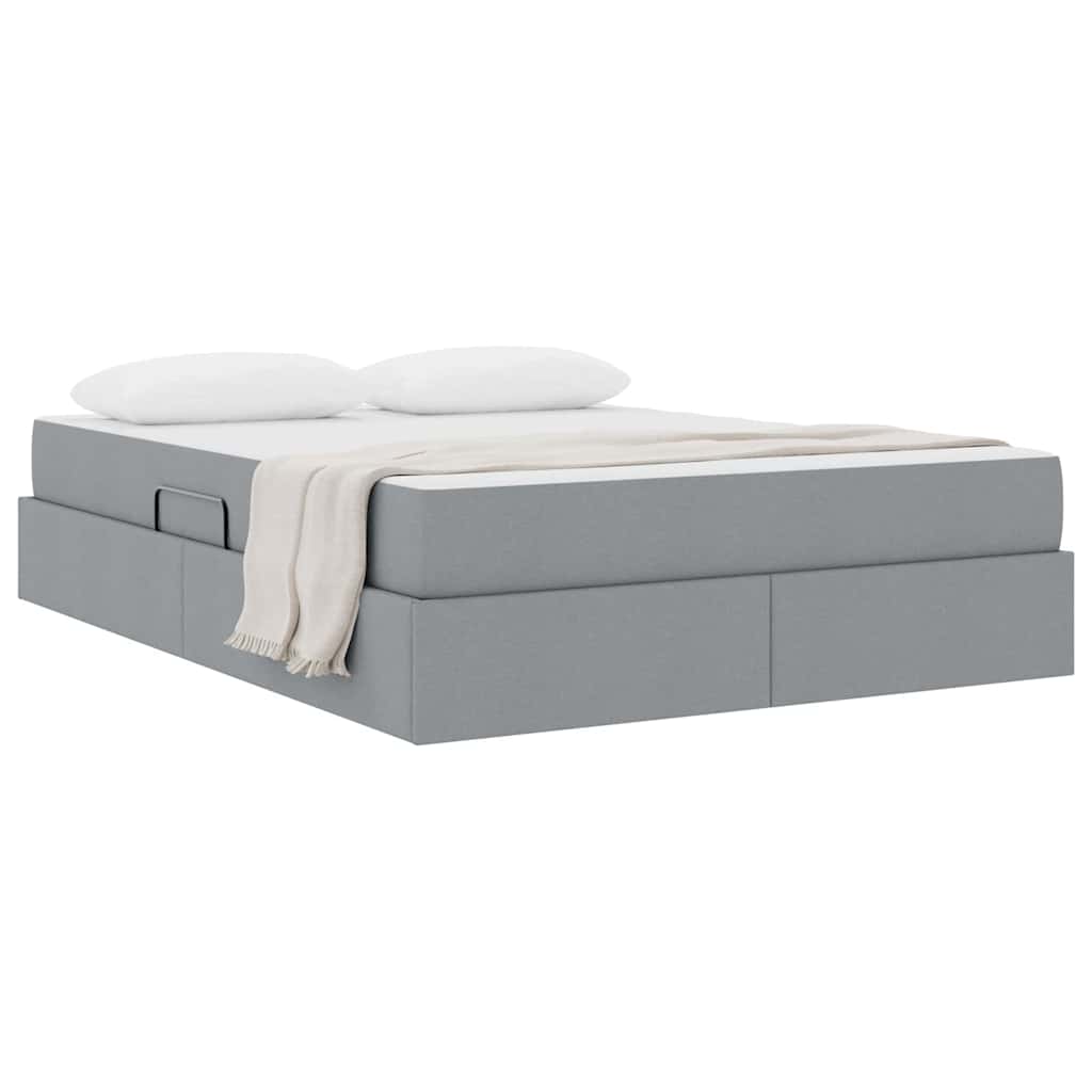 Lit avec rangement et matelas gris clair 140 x 190 cm polyester - 3