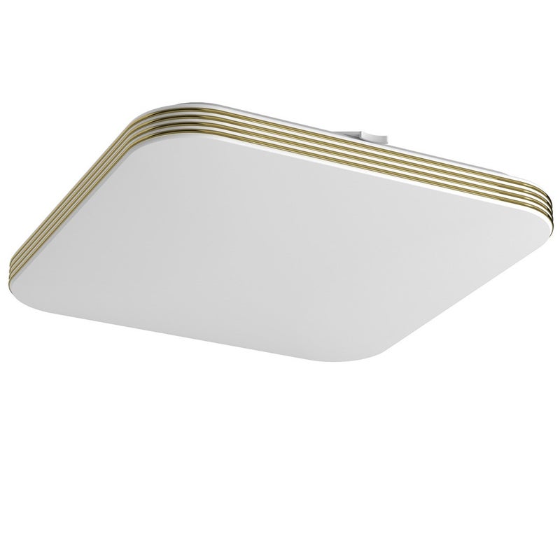 Plafon Dabar kwadratowy biało-złoty LED 17W 4000K 1530lm wym: 6 x 33 cm IP44 tworzywo sztuczne Eko-Light