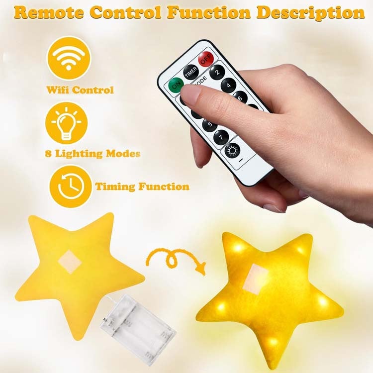 Topo de árvore de Natal com estrela iluminada e comando, enfeite de Natal gnomo, prendedor de cortina de Natal, decorações de Natal - 5