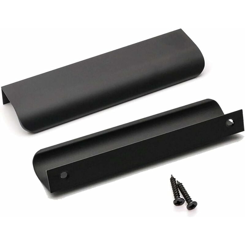 2 sztuki czarnych uchwytów do szafek kuchennych ze stopu aluminium, otwór 96 mm, ze śrubami