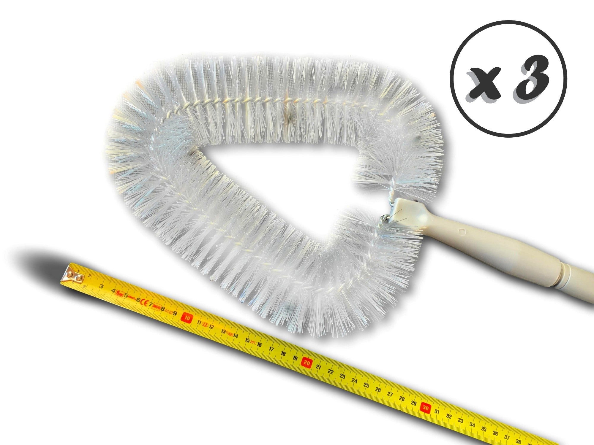 Tête de loup balai brosse vinyle | Lot de 3 | Manche télescopique | 1,10 m à 1,65 m | Nettoyage poussière toiles d'araignées moutons | Plafonds et coi - 4