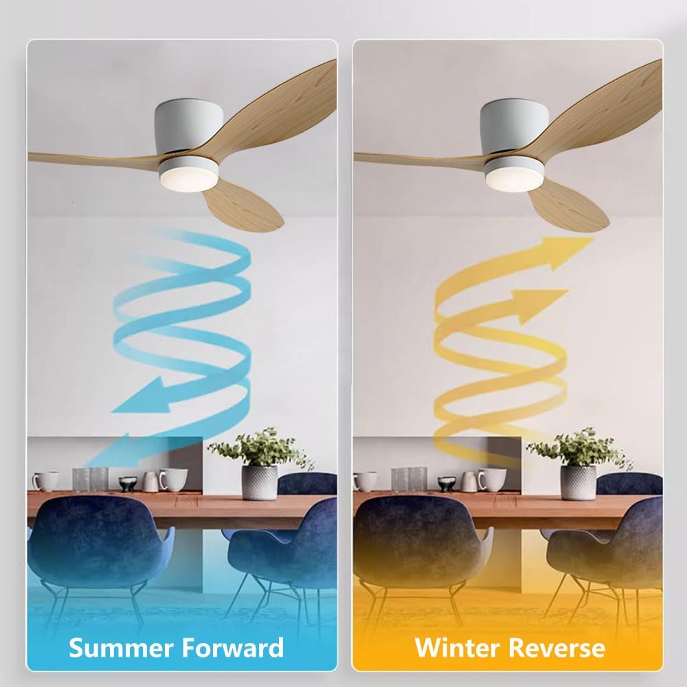 Ventilateur de plafond avec lumière, télécommande/contrôle par application, 6 vitesses de ventilation, minuterie, gradation continue (106 cm) - 6